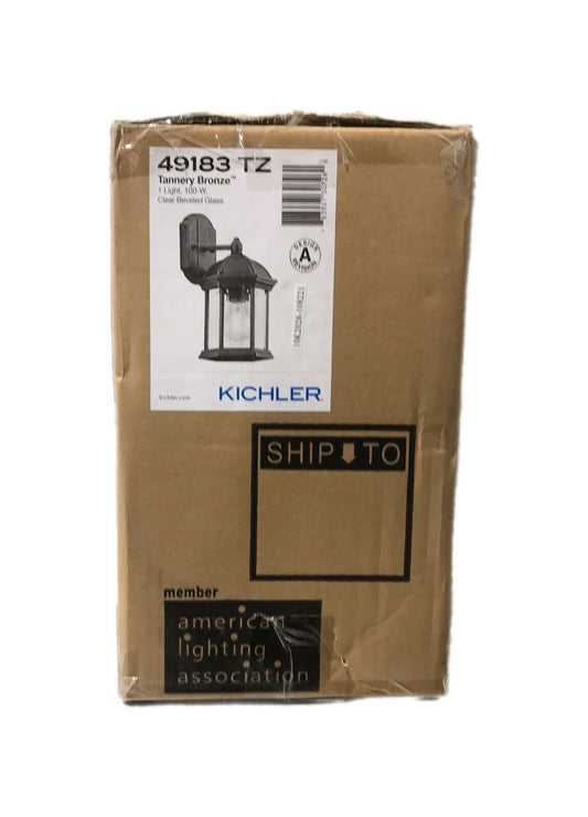 KICHLER Barrie 10.25 in. Tannery Bronze Outdoor Hardwired Wall Lantern Sconce