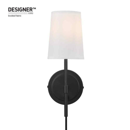 Hampton Bay Ridgeway 1-Light Matte Black Wall Sconce with LED Bulb T20