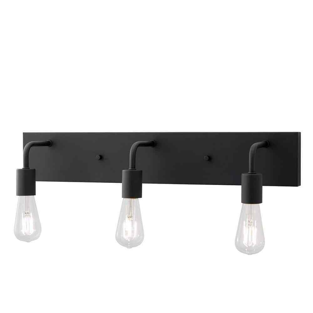 Hampton Bay Northvale 24 in. 3-Light Matte Black and Brass Bathroom Vanity Light