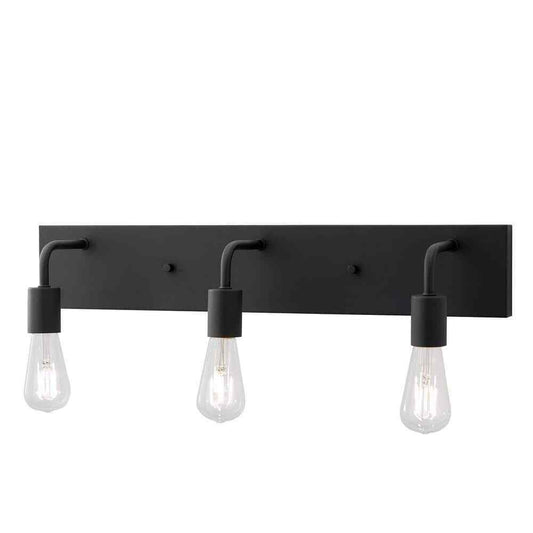 Hampton Bay Northvale 24 in. 3-Light Matte Black and Brass Bathroom Vanity Light