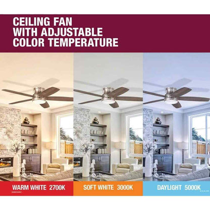 Hampton Bay Mena 54 in. White LED Indoor/Outdoor Matte White Ceiling Fan