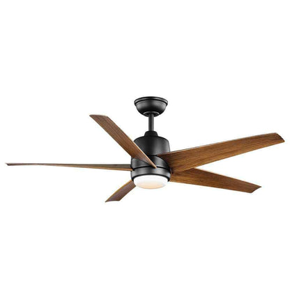 Hampton Bay Mena 54 in. White LED Indoor/Outdoor Matte Black Ceiling Fan