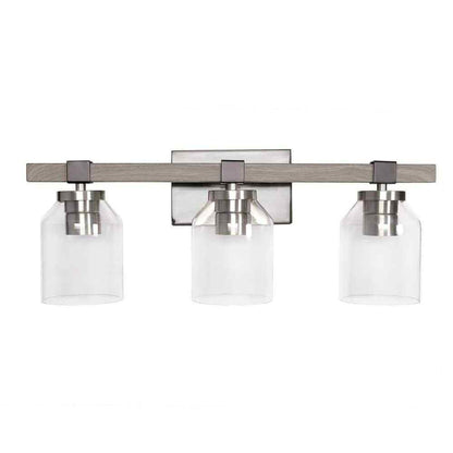 Lalia Home 22 in. Gray Rustic 3-Light Metal and Clear Glass Shade Wall Fixture