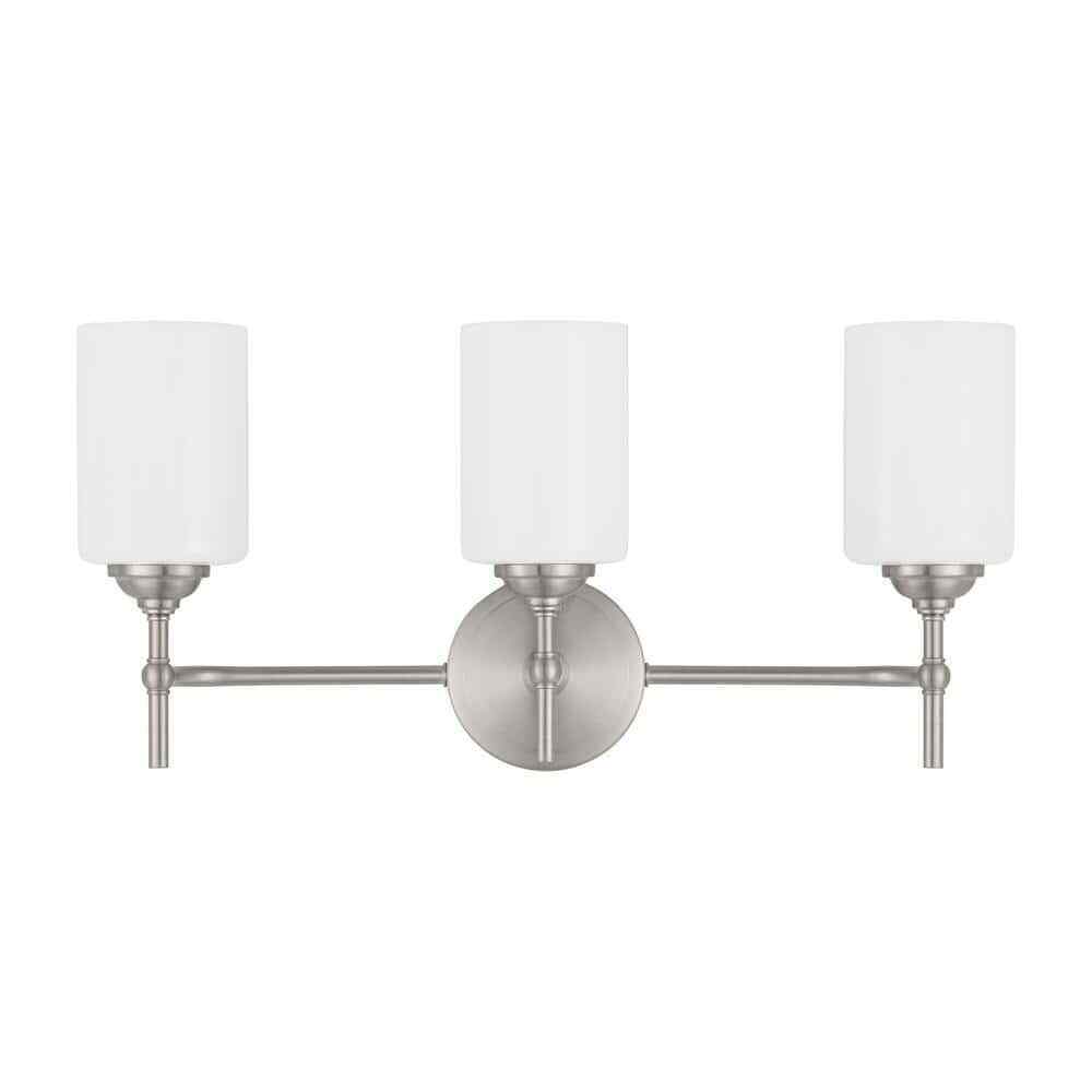 Home Decorators Ayelen 3-Light Brushed Nickel Modern Bathroom Vanity Light