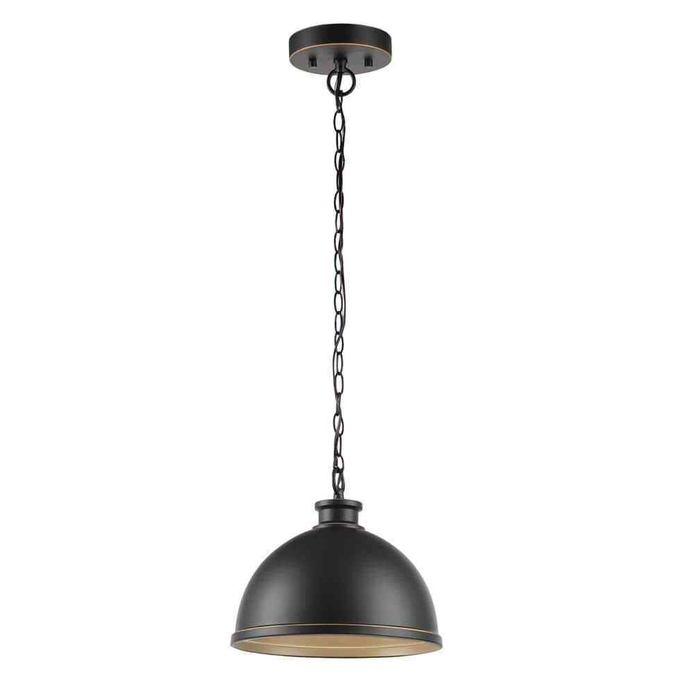 Hampton Bay Talullah 1-Light Oil Rubbed Bronze Pendant Lighting w/ Gold Interior