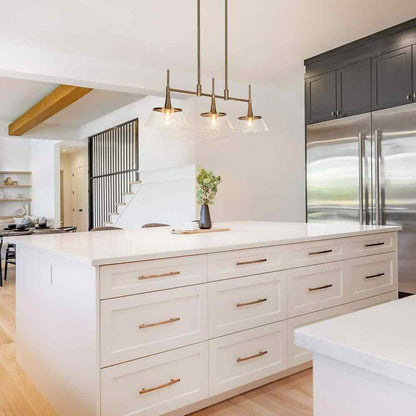 LNC 34.5 in. Large Brass Modern Island Linear Chandelier Kitchen Light
