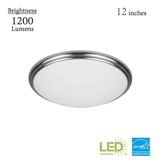 Commercial Electric 12" Light Brushed Nickel and Oil-Rubbed Bronze Flush Mount