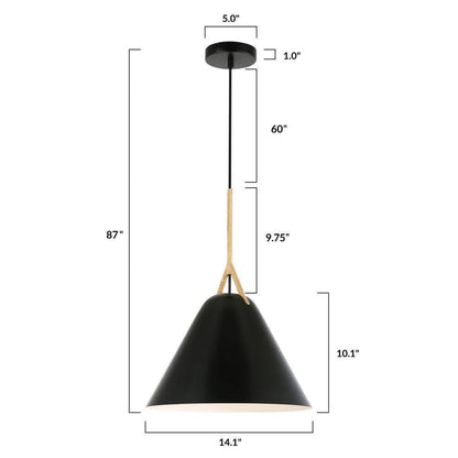 Light Society Kalix 14 in. 1-Light Black Pendant with Metal Shade LS-C402-BK