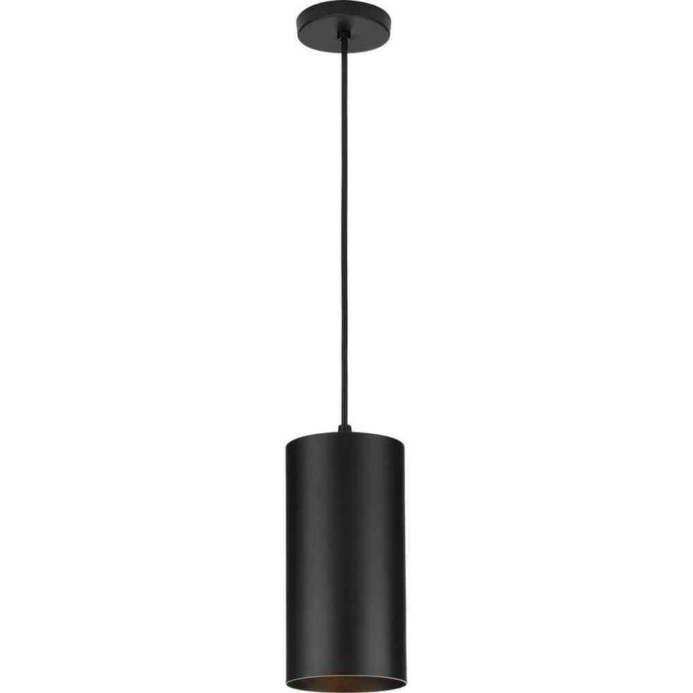 Progress Lighting Cylinder 1-Light Black Modern Outdoor Pendant Hanging Light