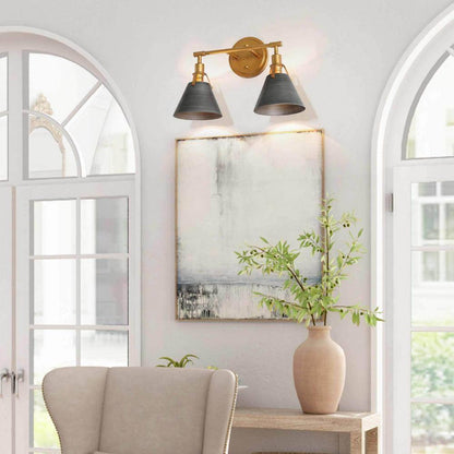 LNC Vintage Gold/Gray Modern Vanity Light with Bell/Cone Shades