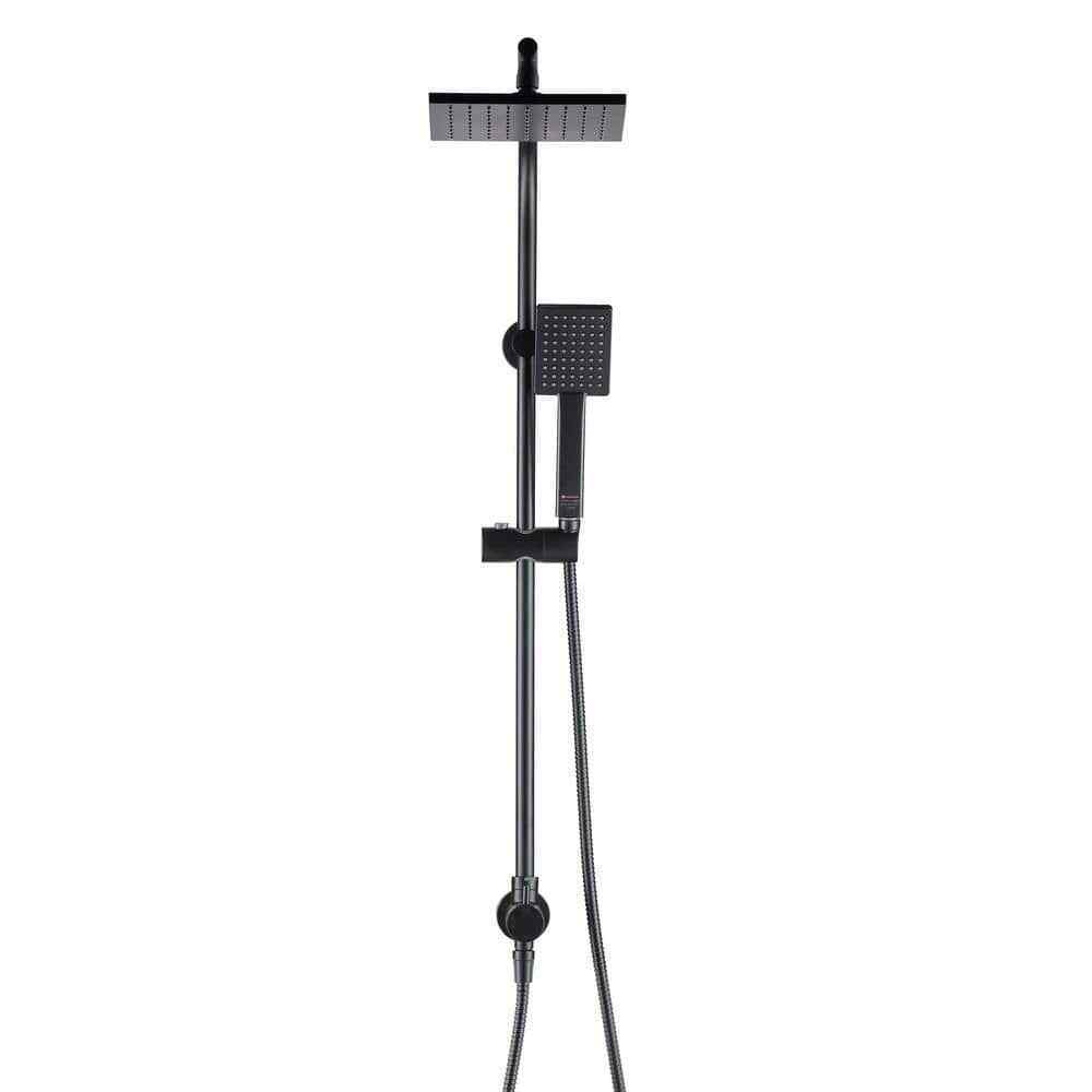 Glacier Bay Modern Wall Bar Shower 1-Spray 8 in. Square Rain Shower Head Black