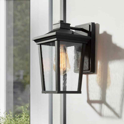 LNC Traditional Coastal Black Lantern Seeded Glass shade Modern Outdoor Light
