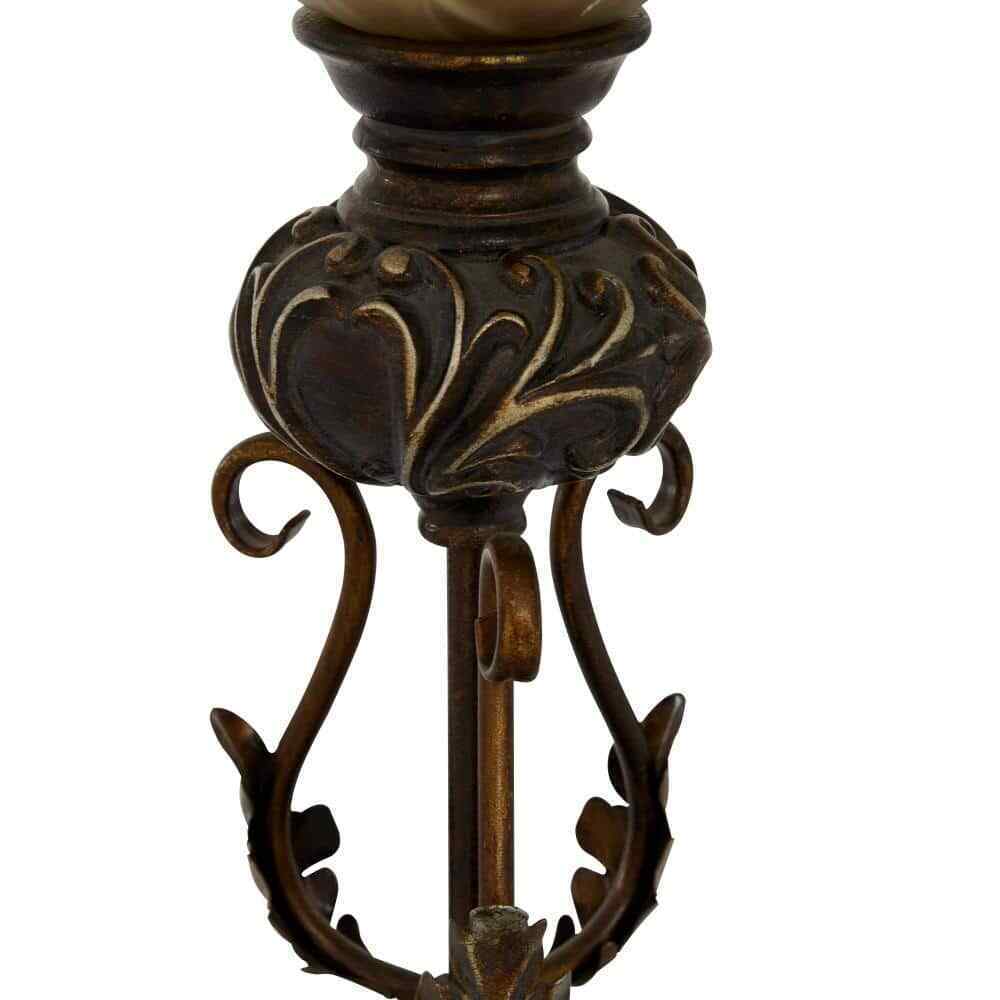 Litton Lane 20 in. Brown Metal Antique Style Floor Lamp Light with Scrolls