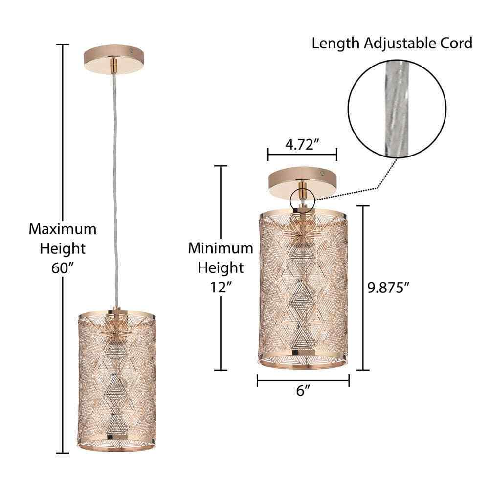 River of Goods Sofia 1-Light Gold Metal Pendant Light With Metal Shade
