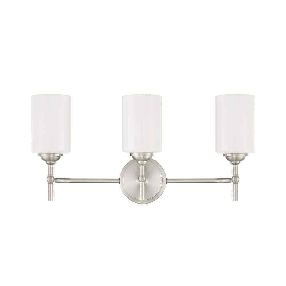 Home Decorators Ayelen 3-Light Brushed Nickel Modern Bathroom Vanity Light