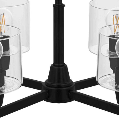 Hampton Bay Oron 4-Light Black Reversible Chandelier w/ Clear Glass Shades