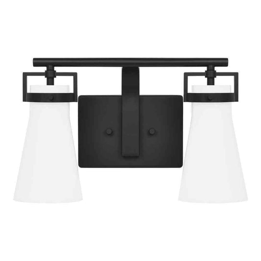 Home Decorators Clermont 14.75 in. 2-Light Matte Black Bathroom Vanity Light