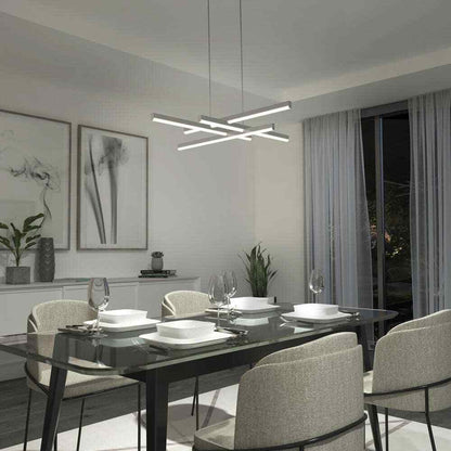 Artika Grid 30-Watt 1 Light Chrome Modern 3 CCT Integrated LED Pendant Fixture