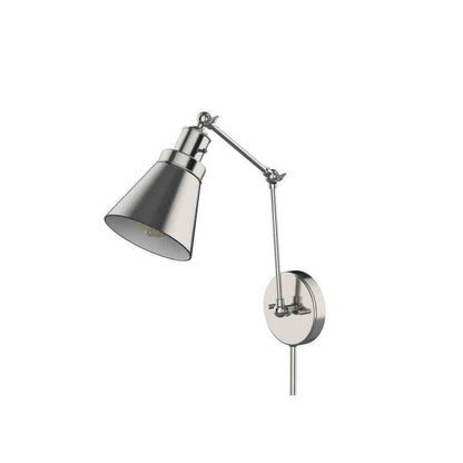 Hampton Bay 1-Light Brushed Nickel Plug-In/Hardwired Swing Arm Wall Lamp