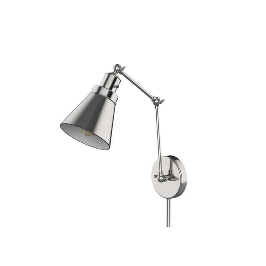 Hampton Bay 1-Light Brushed Nickel Plug-In/Hardwired Swing Arm Wall Lamp