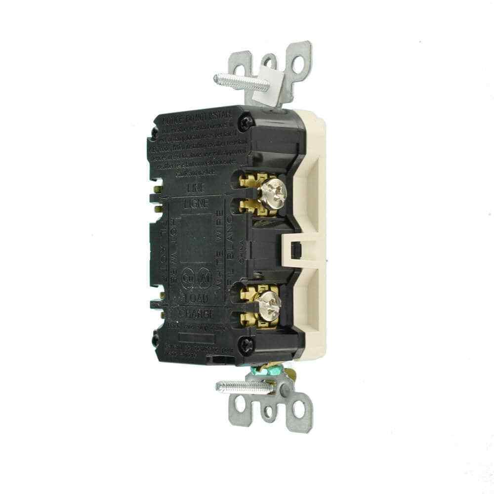 Leviton 20 Amp SmartlockPro Blank Face GFCI Outlet Light Almond GFRBF-T