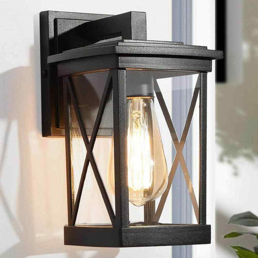LNC Modern Black Outdoor Wall lantern Sconce 1-Light Hardwired Light Fixture
