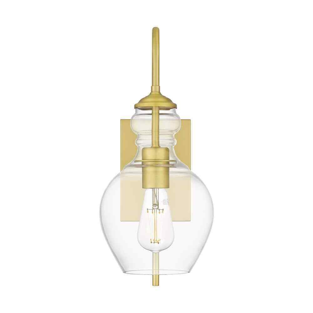 Home Decorators Collection Bakerston 1-Light Brushed Brass Wall Sconce