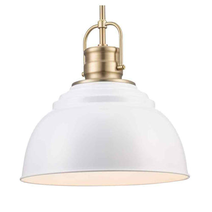Home Decorators Shelston 13in 1-Light White Brass Hanging Kitchen Pendant Light