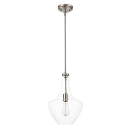 Light Society Sienna 1-Light Satin Nickel Pendant with Clear Glass Shade