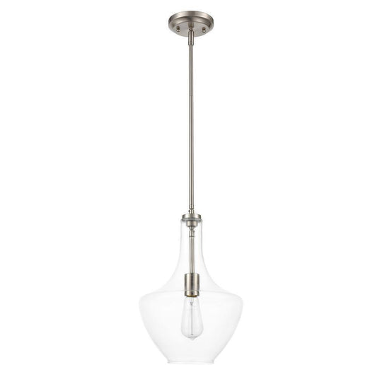 Light Society Sienna 1-Light Satin Nickel Pendant with Clear Glass Shade