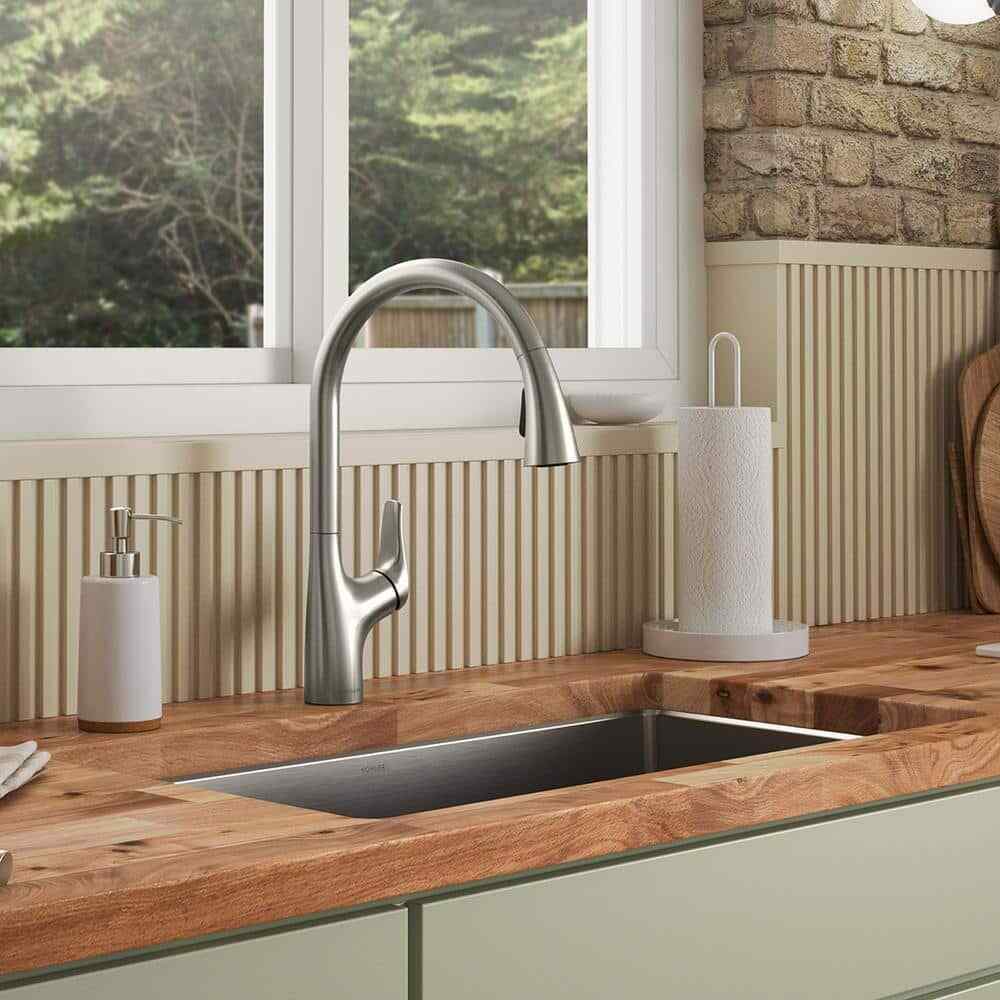 KOHLER Trove Single-Handle Pull Down Sprayer Kitchen Faucet in Vibrant Stainless