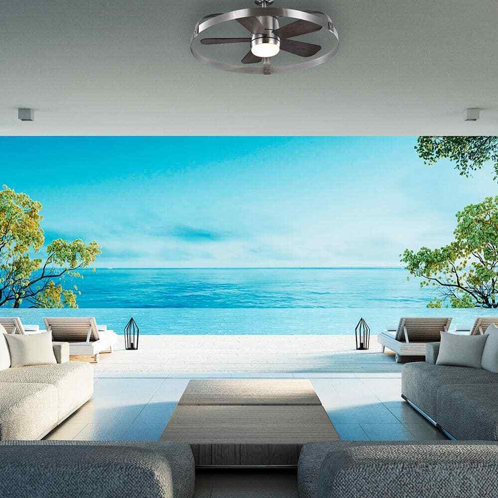 Home Decorators Harrington 36 in. LED Brushed Nickel Ceiling Fan w/ Light+Remote