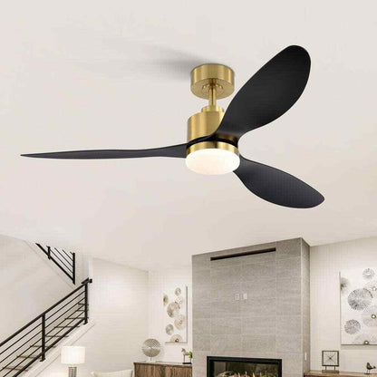 Breezary Sawyer 52 in. Integrated LED Indoor Gold Ceiling Fan w Light and Remote