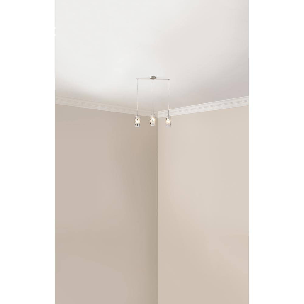 Hampton Bay Brushed Nickel Ceiling Mini Pendant Etched White Glass fixture
