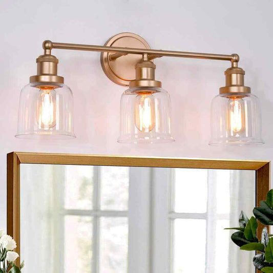 Uolfin Modern Bell Bathroom Vanity Light Mila 3-Light, Brass Gold