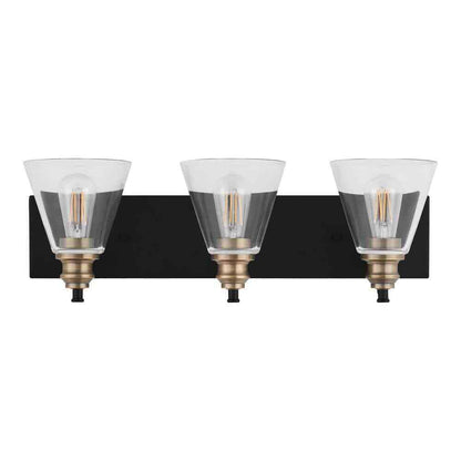 Hampton Bay Manor 24 in. 3-Light Matte Black Industrial Bathroom Vanity Light