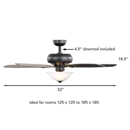 Hampton Bay Southwind II 52 in. Indoor LED Matte Black Ceiling Fan w/ Light Kit