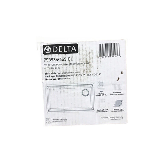 Delta Everest Black Granite Composite 32 in. Single Bowl Undermount Kitchen Sink