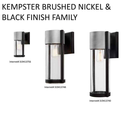 Hampton Bay Kempster 14 in. Modern Brushed Nickel Modern Outdoor Cylinder Light