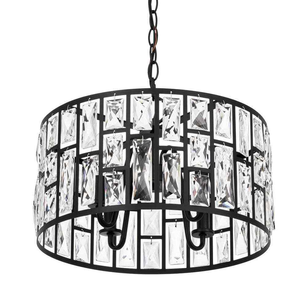 Home Decorators Collection Kristella 4-Light Black Crystal Chandelier 30686-HBB