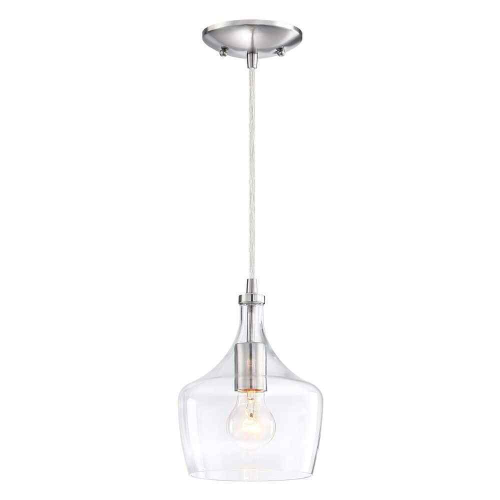 Hukoro 1-Light Kitchen Island Teardrop Glass Pendant w/ Brushed Nickel Finish