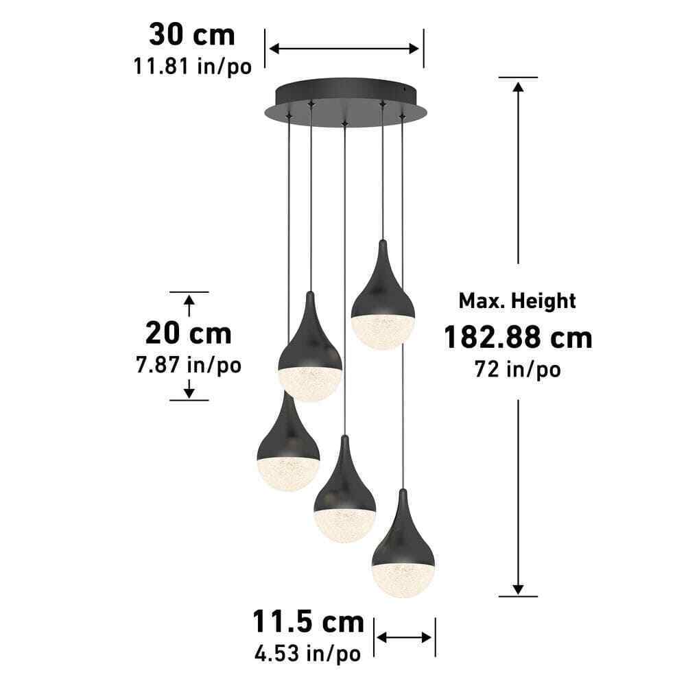 Artika Glitzer Black Modern LED Pendant Light Fixture for Dining Room or Kitchen
