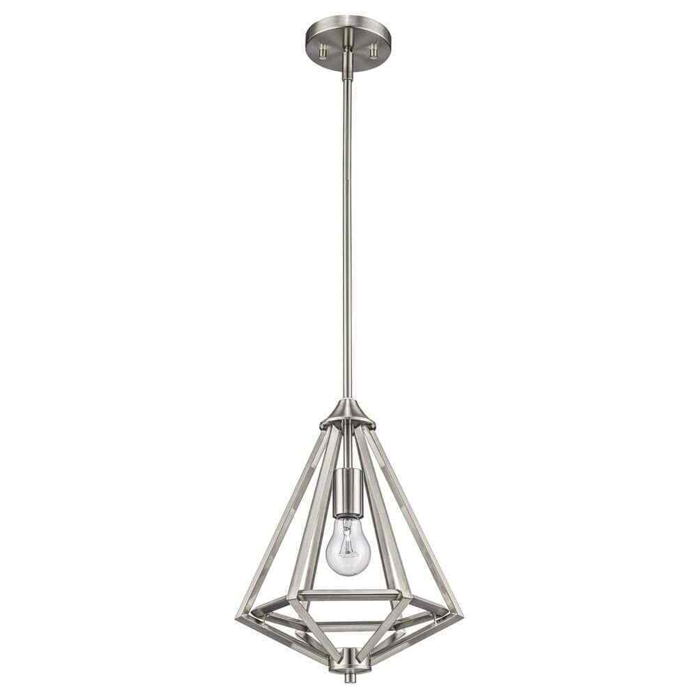 Home Decorators Hubley 1-Light Triangular Brushed Nickel Mini Pendant Light