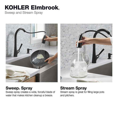 KOHLER Elmbrook Single-Handle Pull-Down Sprayer Kitchen Faucet in Matte Black