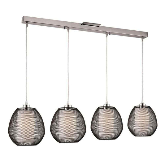 Transglobe Meshcaged 4-Light 14 in. Black Indoor Island Pendant Light Fixture