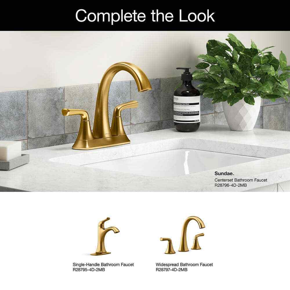 KOHLER Sundae 4 in. Centerset Bathroom Faucet in Vibrant Brushed Moderne Brass