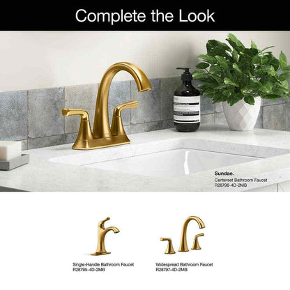 KOHLER Sundae 4 in. Centerset Bathroom Faucet in Vibrant Brushed Moderne Brass