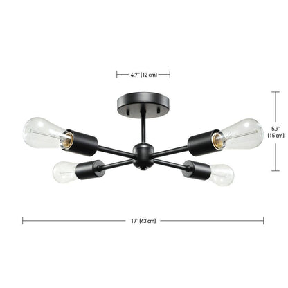 Globe Electric Vane 4-Light Matte Black Flush Mount Ceiling Light 66008