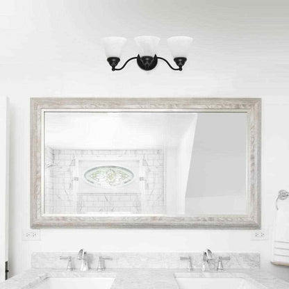 Lalia Home 7.5 in. 3-Light Black and Alabaster Shades Vanity Wall Fixture