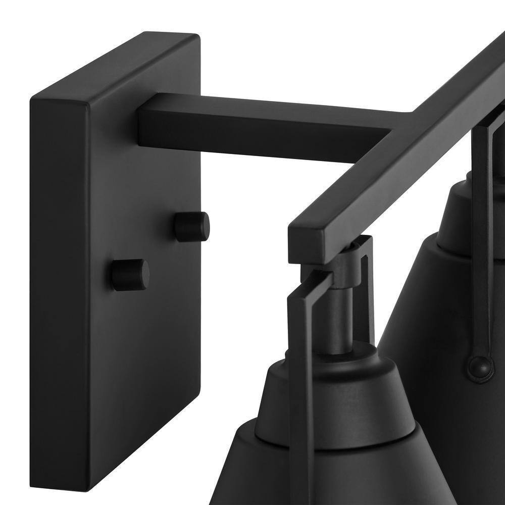 Home Decorators Insdale Matte Black Modern Vanity Light w/ Black Metal Shades